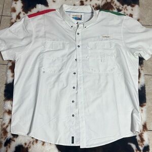 Magellan Outdoors White Shirt with Red and Green Accents